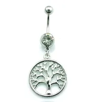 Bell Rings Fashion Belly Button Ring Stainless Steel Barbell Dangle Tree Of Live Charms Navel Body Piercing Jewelry Drop Delivery 2682 Q2