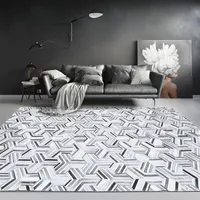 Teppiche Amerikanisch Stil Luxus Rindsleder Haut Handgemachte Patchwork Teppich Natürliche Pelz Grau Farbe Wohnzimmer Teppich Dekoration Villa
