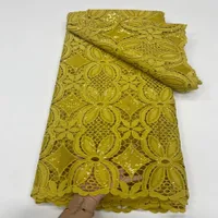 African Cekiny Koronki Tkaniny Piękne Haftowane Glitter Textile Pure Color Materiał do szycia 5 jardów na sukienkę imprezową