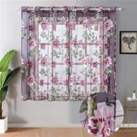Flowers Tulle Curtain For Kitchen Living Room Bedroom Sheer Curtains Home Decoration Bathroom Door Window Treatments Voile Panel Drapes