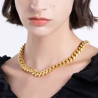 Enfashion Punk Amplio Collar de cadena para mujeres Color de oro Collares vintage de acero inoxidable Joyería de moda Collier P203187