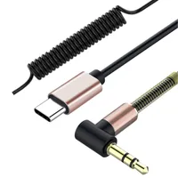 Type C à 3,5 mm Jack Jack AUX Cables Adaptateur de fil à ressort flexible pour les smartphones Android Samsung