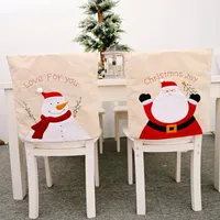 Chair Covers QIFU Santa Claus Snowflake Linen Embroidery Cover Dining Christmas Decor For Home 2021 Xmas Year Noel