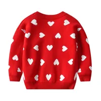 Pullover Bebê Bonito Suéters Outono Inverno Crianças Meninas Adorável Coração Impressão 2-6y Criança Longa Manga V Neck Sweater