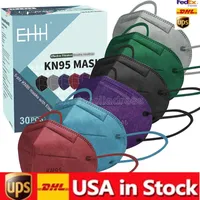 US Stock KN95 Máscara fábrica 95% filtro colorido desechable activado carbón respiratorio respirador 5 capas diseñador adulto cara mascarilla individual Paquete individual B0119