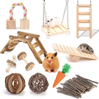 햄스터 씹는 장난감, 11 PCS Gerbil 쥐를위한 자연 나무 씹는 장난감 기니 돼지 친칠라 토끼