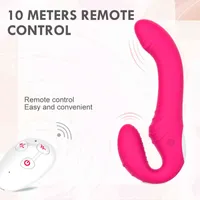 Massage Vibrating Strapless Double Head Vibrators Strap-on Dildo Vibrator for Couples Lesbian G-Spot Clitoris Stimulate Erotic Sex Toys