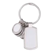 Sublimation thermal transfer blank key ring chains circle rectangle charms car key bag purses pendant DIY white photo print GWD12825