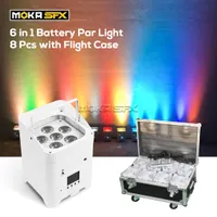Batterie 8pcs par batterie 6x18W Effets de LED avec enveloppe de vol sans fil Uonflight High Bright DJ Lights Lights DMX APP Control pour Disco Party Mariage