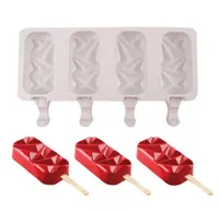 Silicone Ice Cream Mallen 4 Cell Cube Lade Cakesicle Mold Popsicle Maker DIY Zelfgemaakte Vriezer Lolly Mold Cake Pop Tools