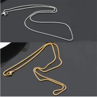 Fashion Box Chain 18K Gold Chains Pure plated Silver Necklace long Chains Jewelry for Children Boy Girls Womens Mens 1mm 20116 C3