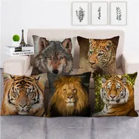Großhandel Kissenbezug Tiger und Löwe Gesicht Kissenbezug Wäsche / Baumwolle Sofa Kissenbezug Dekorative Kissen