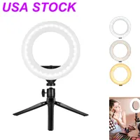 10 inch USA Stock Led-ringvullicht wordt aangedreven door USB Huidverzorging Making Pictures Live Tripod Stand 3 Lights Modes Kleur Temperatuur 3000K tot 6000K