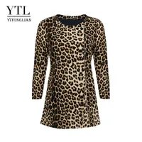 Yitonglian Winter Style Chic Leopard Golden Chain Tunic Tops for Women Fashion Plus Size Casual Party Blouse Shirt H407 211231