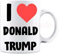 나는 Donald 트럼프 플래그 하트 디자인을 좋아합니다 재미 있은 트럼프 머그잔 11 온스 커피 워터 머그잔 M0110