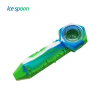Waxmaid 4.3 inches Freezable Silicone Ice Spoon smoking Pipe six mixed colors with a gift box ship from US warehouse