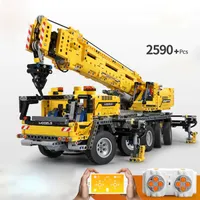 Mold King 13107 2590 Stks Technic Building Blocks Bricks Motor Power Mobile Crane Toys voor kinderen