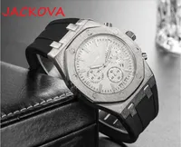 Classic Design Style Luxury Fashion Black Silicone Klockor Stålbälte Stor Dial Män Quartz Watch Partihandel