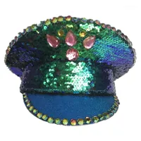 Bright Slice British Performance Cap Golden Rose Blue-Green Sequined Stage Show Punk Hip Hop Hat Adulto Uomini Donne1