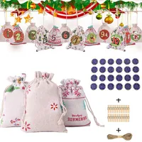 Sac-cadeau Décorations de Noël pour Modèle à domicile Candy 1-24 Calendrier de l'Avent Bundle Linge de coton Navidad Decoración