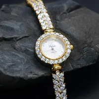 Wristwatches Luxury Diamonds Rhinestone Gold Watch Women Wrist Top Ladies Casual Quartz Stainless Steel Band Relogio
