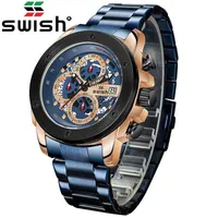 Wristwatches SWISH 2021 Quartz Watch Men Water Resistant Chronograph Military Watches Luminous Sports Calendar Wristwatch Male Heren Horloge