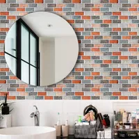 Art3d 30x30cm 3D Wall Stickers Self-adhesive Peel and Stick Backsplash Tile Faux Stone Mosaic for Kitchen Bathroom , Wallpapers(10-Pieces)
