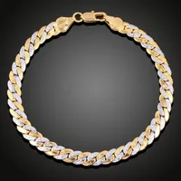 Diseño Dubai Cuba Hip Hop Link Chain Aleación de cobre 18k Pulsera de cadena de Figaro Plateado de oro para hombres