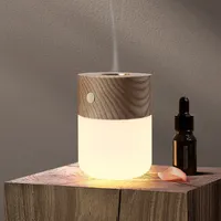 Lâmpada de difusor inteligente LED de óleo essencial aromaterapia luz de madeira pequena lâmpada de mesa de yoga atmosfera lâmpada luz de meditação, luzes da noite levou