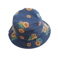 Dibujos animados Bebé Panamá playa sol Denim sombrero verano niños muchacha cubo gorra niños flor estampado al aire libre sombreros niños niños pescador visor