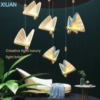 Pendant Lamps European Decoration Art Bedroom Bedside Light Acrylic Butterfly LED Indoor Home Hanging For Dining Room