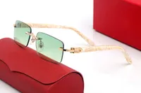 Novos óculos de sol clássico branco búfalo chifre óculos marcas design uv400 óculos de metal ouro moldura de madeira óculos mulheres homens preto marrom lente