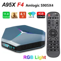 A95X F4 Android 11 TV Box Amlogic S905x4 Quad Core Core 4G 32G 2.4G 5G WiFi Bluetooth 8K RGB Light Smart TVBox