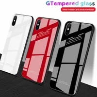 Luxury Back Glass Phone Case For iPhone XR X XS Max Glossy Black Red Case For iPhone 11 12 13 Pro Max 6 6S 7 8 Plus Glass Shell