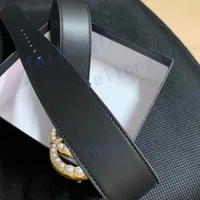 Cinturón de mujer cuero negro moda jeans de alta calidad clásico bolso de perla decoración letras cristal cierre casual marca falda diamante niña