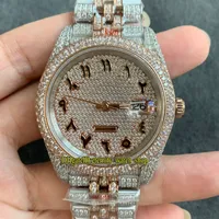 RFF V4 Latest 126334 126331 116244 A2824 Automatic Mens Watch Arab Diamonds Dial Iced Out Diamond Two Tone Case 904L Five-row chain link Strap eternity Jewelry Watches