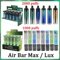 Hava Çubuğu Max Lux Tek Kullanımlık Cihaz Pods E Sigara Airbar 1250 mah Kartuşları PREFLED 6.5 ML Marş Kimleri 12 Renkler Buharlaştırıcı Yağ Arartıları Diamand