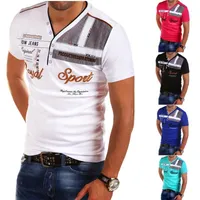 Erkek Sokak Kısa Kollu Polo Gömlek Mektup Baskılı Slim Fit Giyim Vneck Pamuk Gömlek Markaları Erkekler
