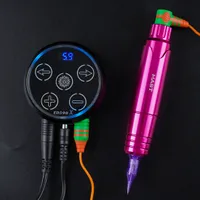 Máquina giratoria del tatuaje del mástil P10 Kit de maquillaje permanente con la fuente de alimentación de la pantalla LED de las agujas del cartucho Pro Juego de la fuente de alimentación del tatuaje
