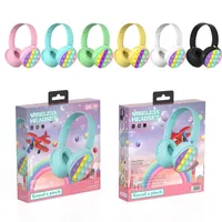 2022 Wireless Bluetooth Headset Headphones Support FM Card Game Cute Rainbow Stereo Earphones Relieve Stress Bubble Fidget Toys