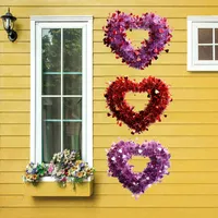 14 tums nyhet Alla hjärtans dagkrans för ytterdörr, tinsel Hjärtformad krans Hängande väggdekorationer Outdoor Decor Q0812