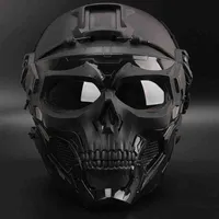 2021 CS field tactical equipment adapter tactiacl Paintball Game helmet Airsoft Skull Skeleton protective mask Full Face Helmet W220311