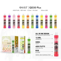 Vapmod quizz QD 30PLUS Kit de dispositivo de vaina desechable E-cigarrillos 4000 Puffs 650mAh Batería recargable Preculada 12 ml Cartucho Vape Pen 100% auténtico
