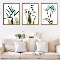 Obrazy małe świeże kwiaty potrójne malowanie płótna prosta zielona roślina ściana sztuka salon sofa sypialnia sofa