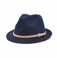 Otoño invierno lana fedora sombreros mujeres negro vaquero sombrero iglesia jazz sombrero hombres hombre al aire libre viajes gorra cinturón de chapeau homme