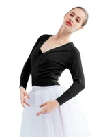 Kvinnors tröjor DayDance Women Wrap Dance Sweater Pink Soft Ballet Warm Up Jacket för Leotards