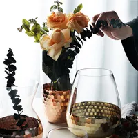 Vases Europe Electroplated Gold Foil Vase Glass Flower Dried Bottle Home Decor Room Decoration Accessories