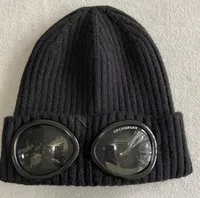 두 렌즈 안경 고글 비아 니트 모자 두개골 모자 야외 여성 uniesex 겨울 비니 블랙 그레이 보닛 Gorros
