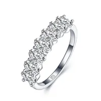Anziw Oval Row Drill Sona Simulerad Diamond Anniversary Ringar Engagement Bröllop Band Ring Bands för Kvinnor Smycken