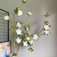 Flores decorativas Grinaldas Luxo Long Grande Branco Ramo Branco, fácil de moldar artificial com folhas falsas seda + espuma flores para casa wedd